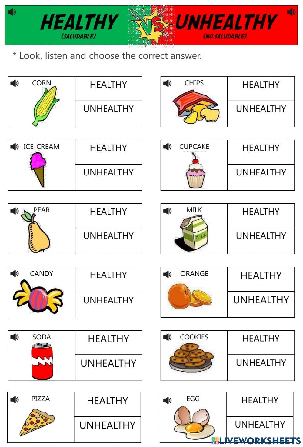 Healthy Unhealthy Food Online Worksheet For Primary You Can Do Worksheets Library