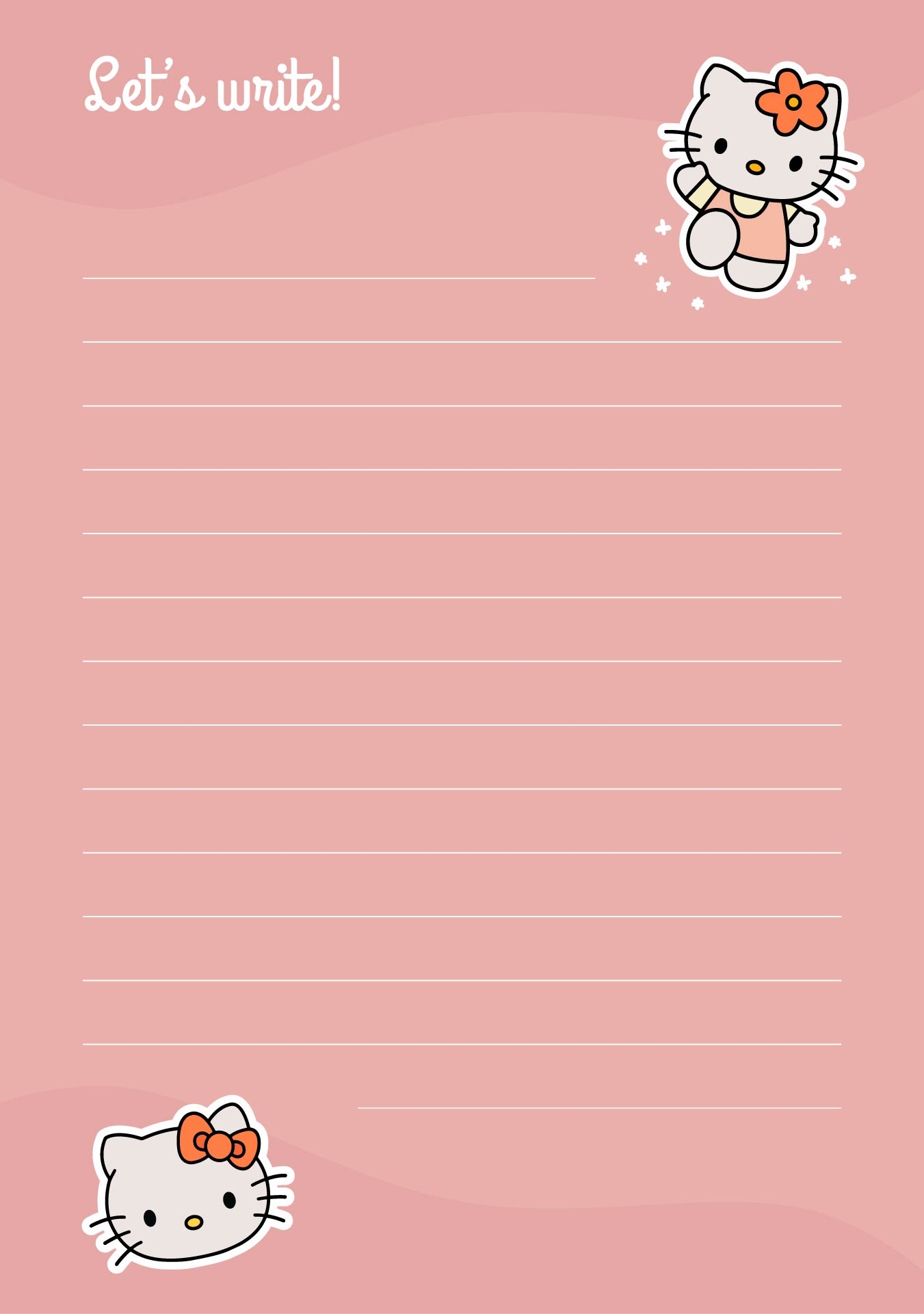 Printable Hello Kitty Lined Paper