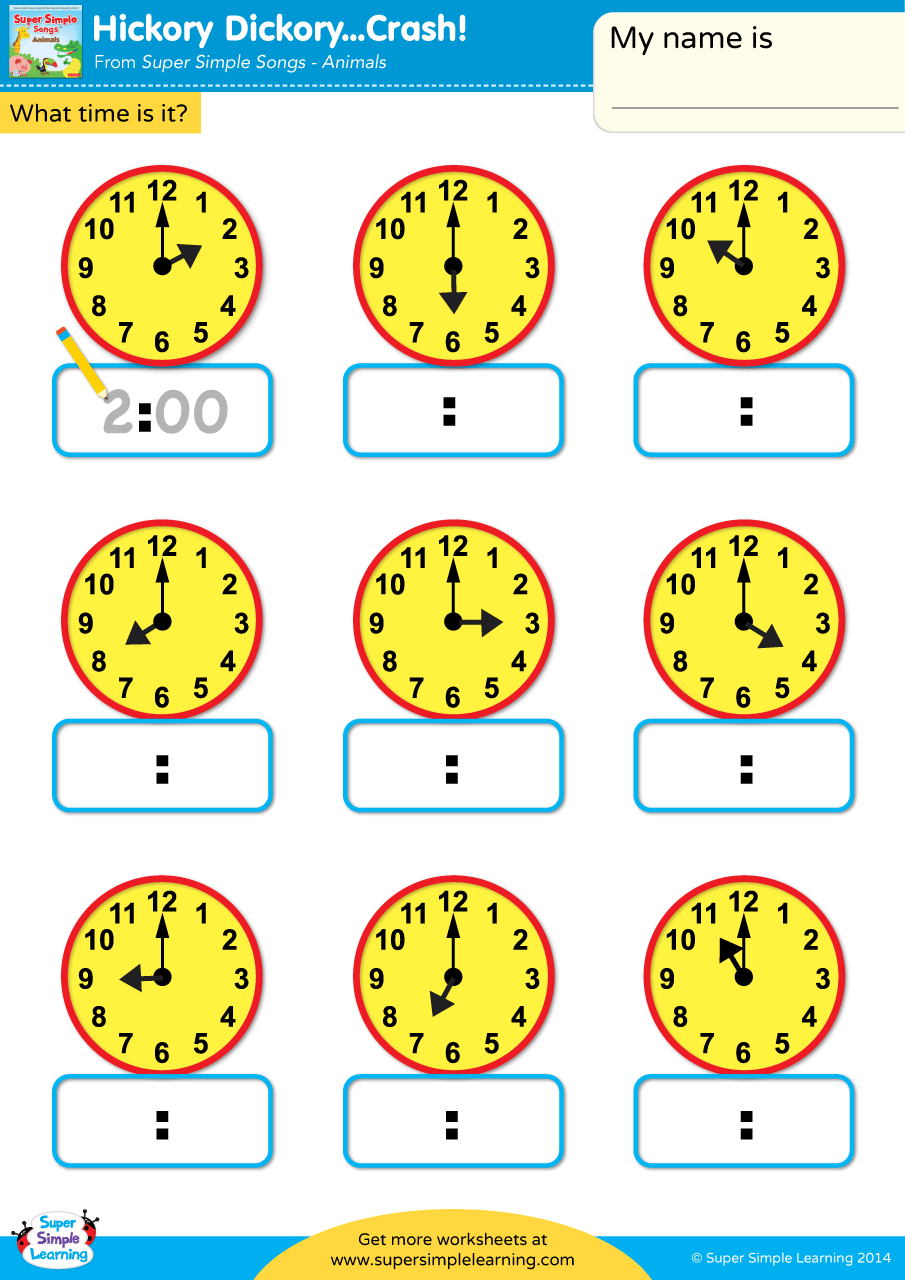 Hickory Dickory Crash Worksheet Write The Time Super Simple