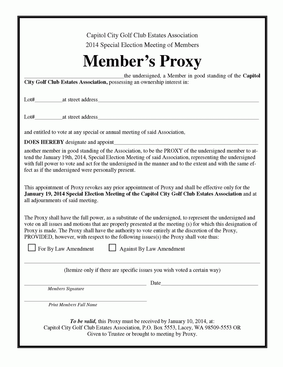 Free Printable Hoa Proxy Form