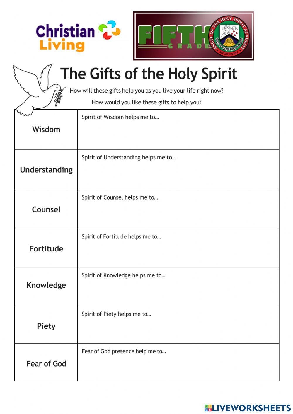 Printable Holy Spirit Worksheets
