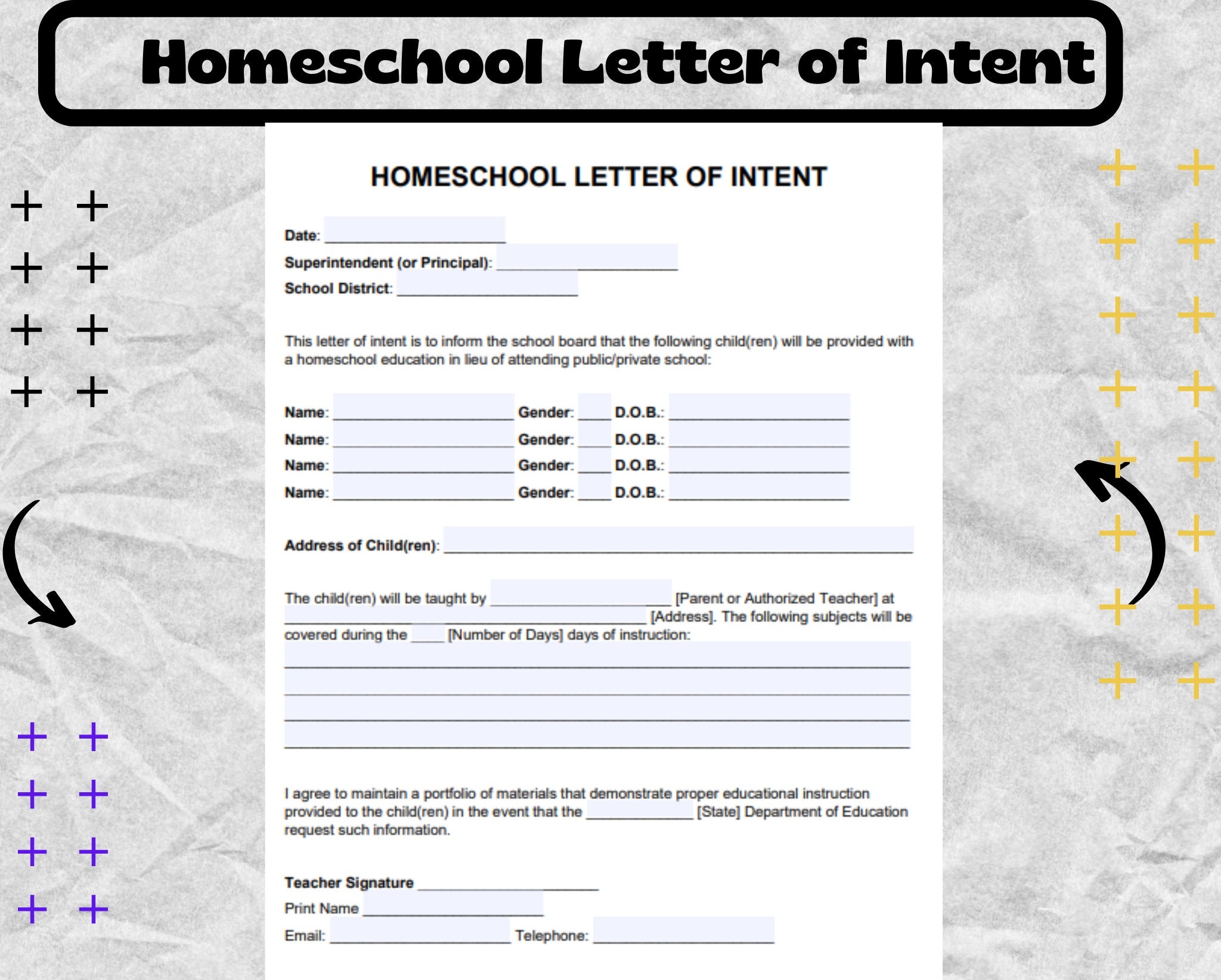 Homeschool Letter Of Intent Homeschool Letter Of Intent Form Homeschool Letter Of Intent Template Etsy