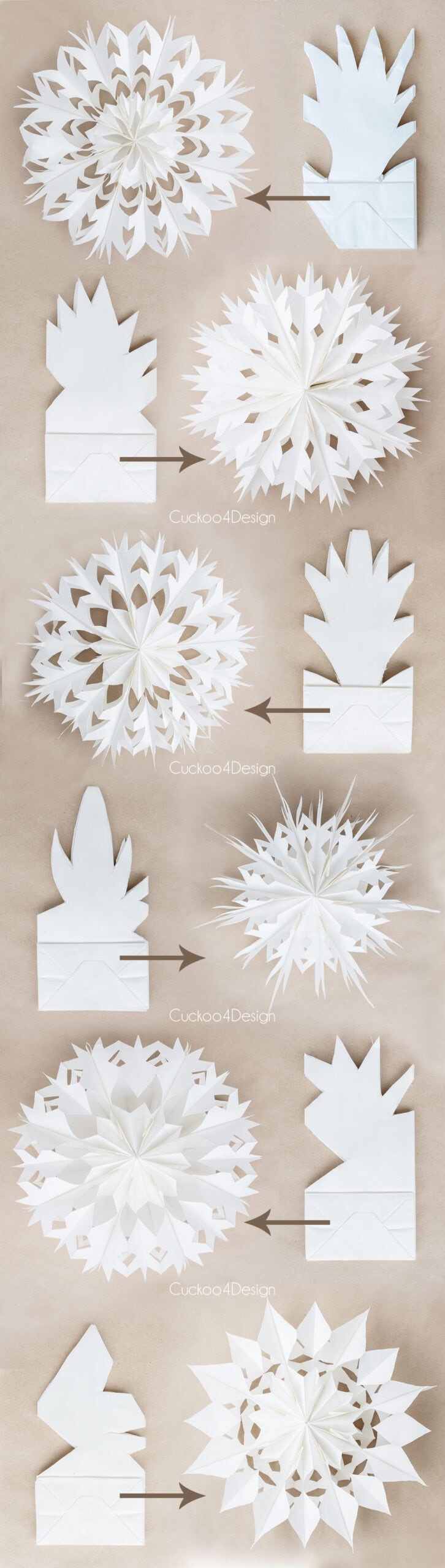 How To Make 3D Paper Bag Snowflakes Using Lunch Bags Cuckoo4Design