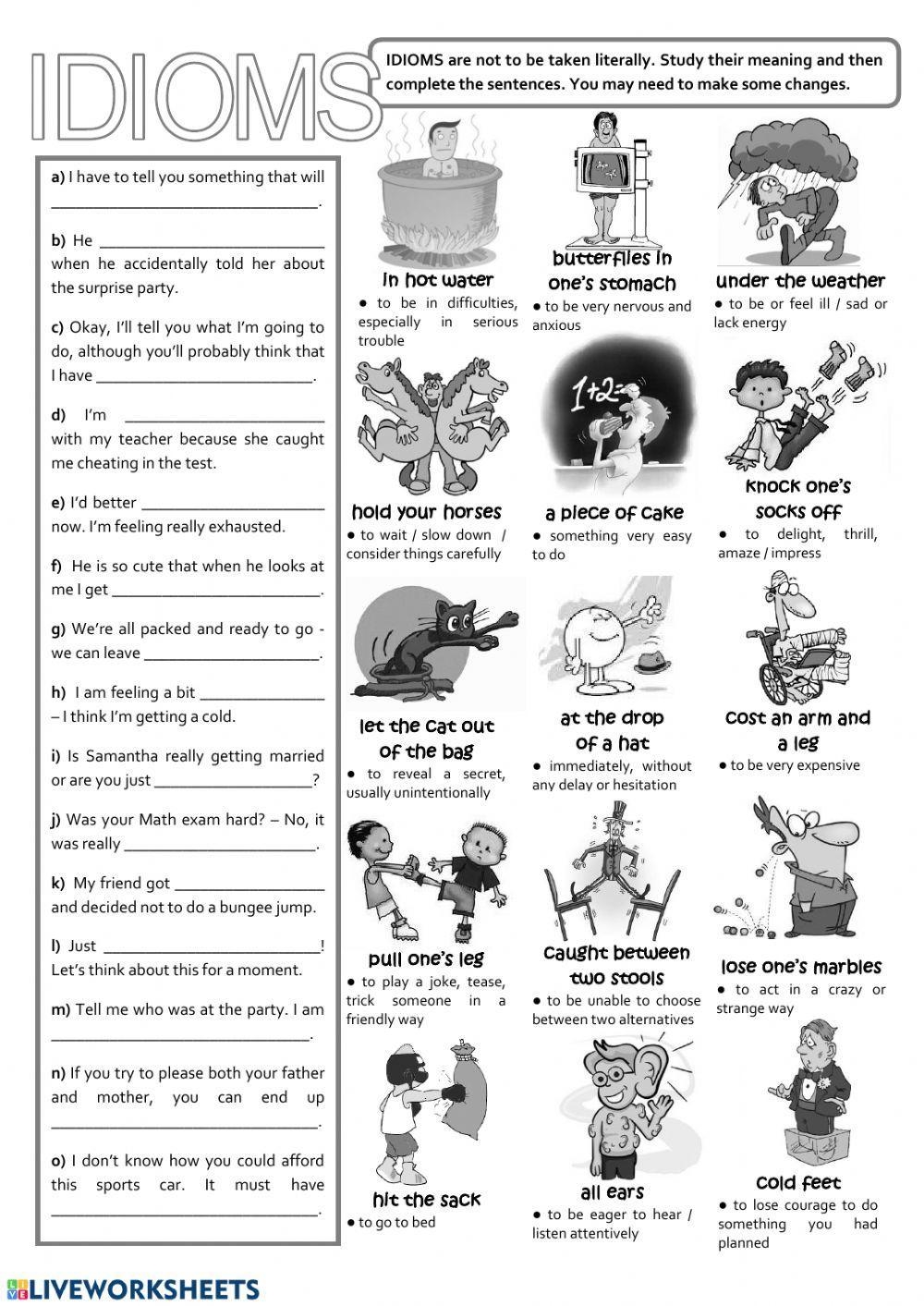 Free Printable Idioms Worksheets