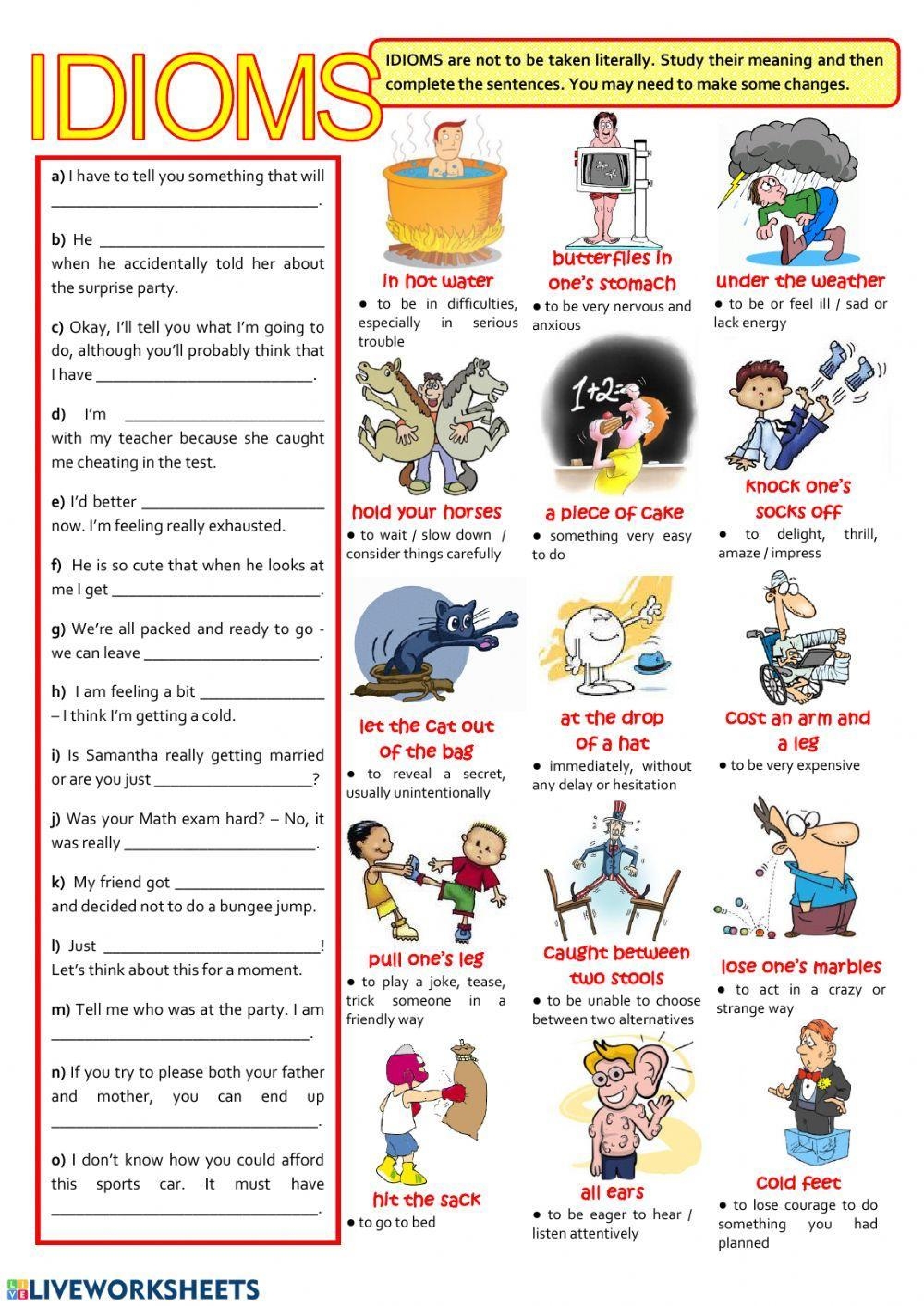 Idioms Live Worksheets Worksheets Library