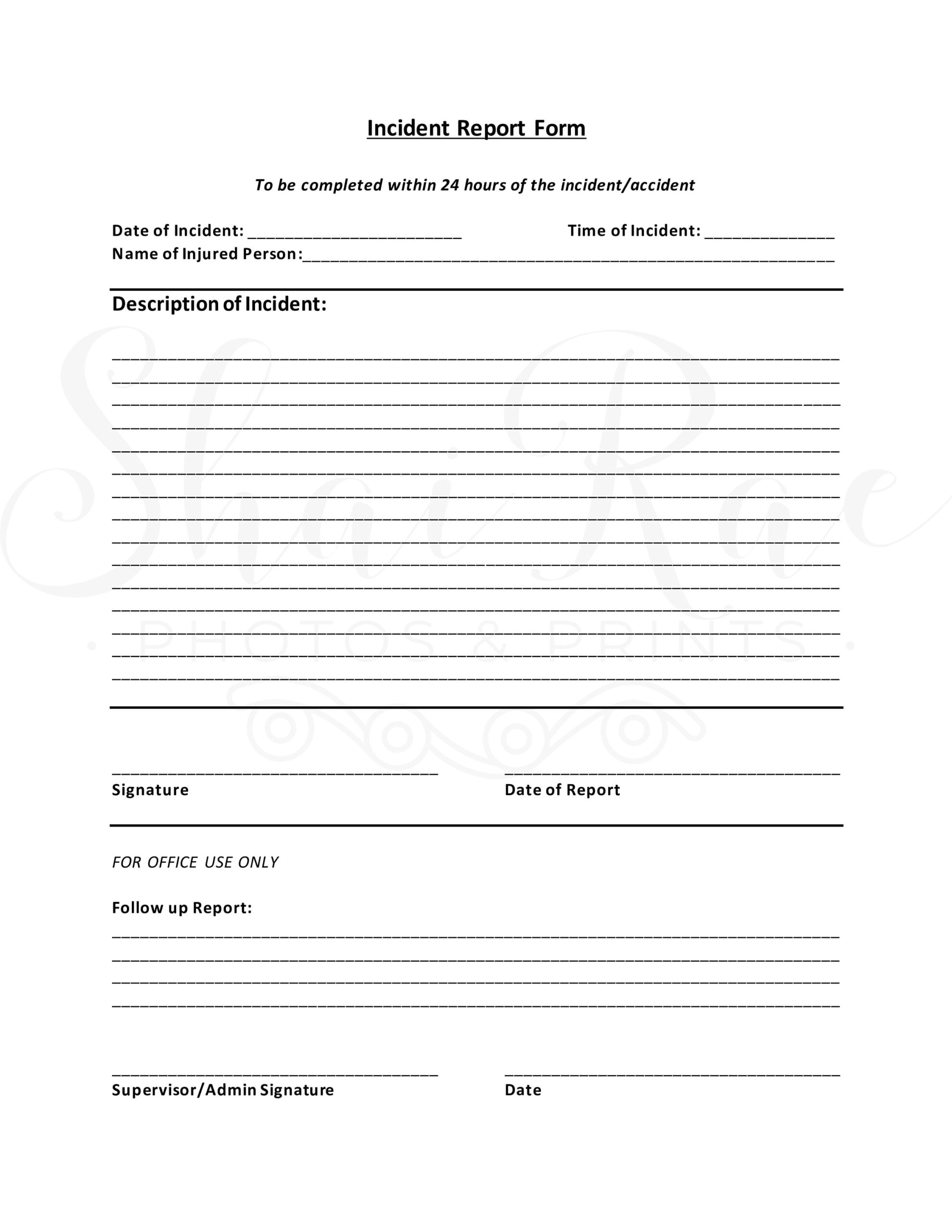 Printable Incident Report Form