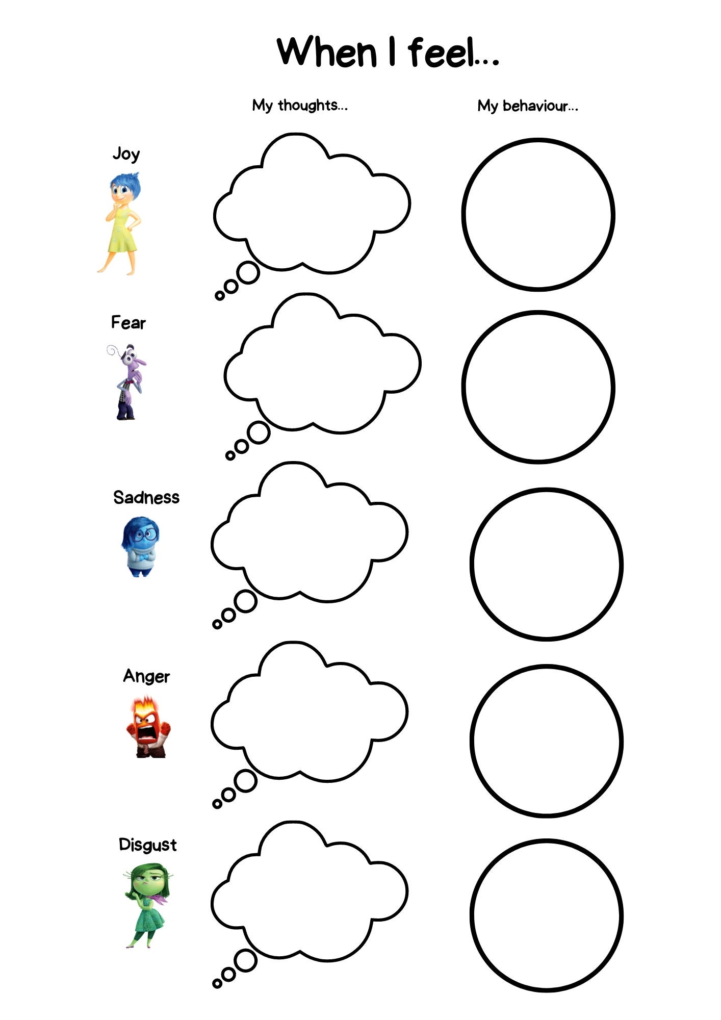 Printable Inside Out Worksheets Pdf