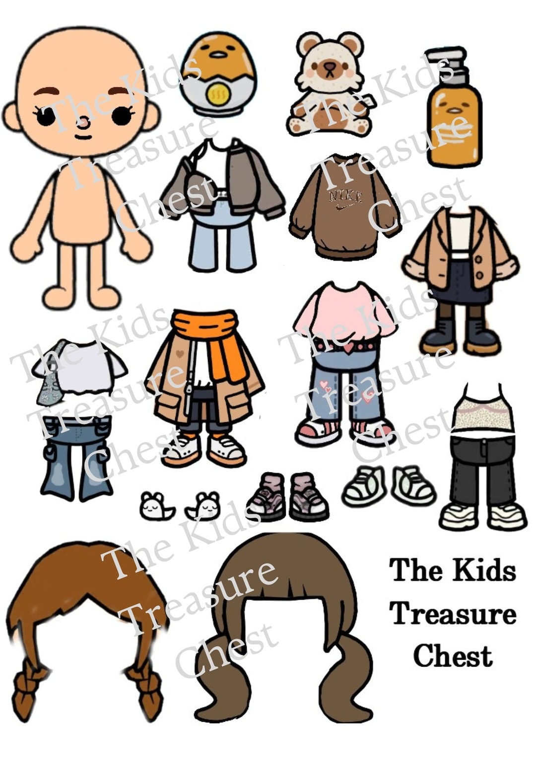 Inspired Toca Boca Paper Doll fall Printable Downloadable Clothes Kids Play Etsy