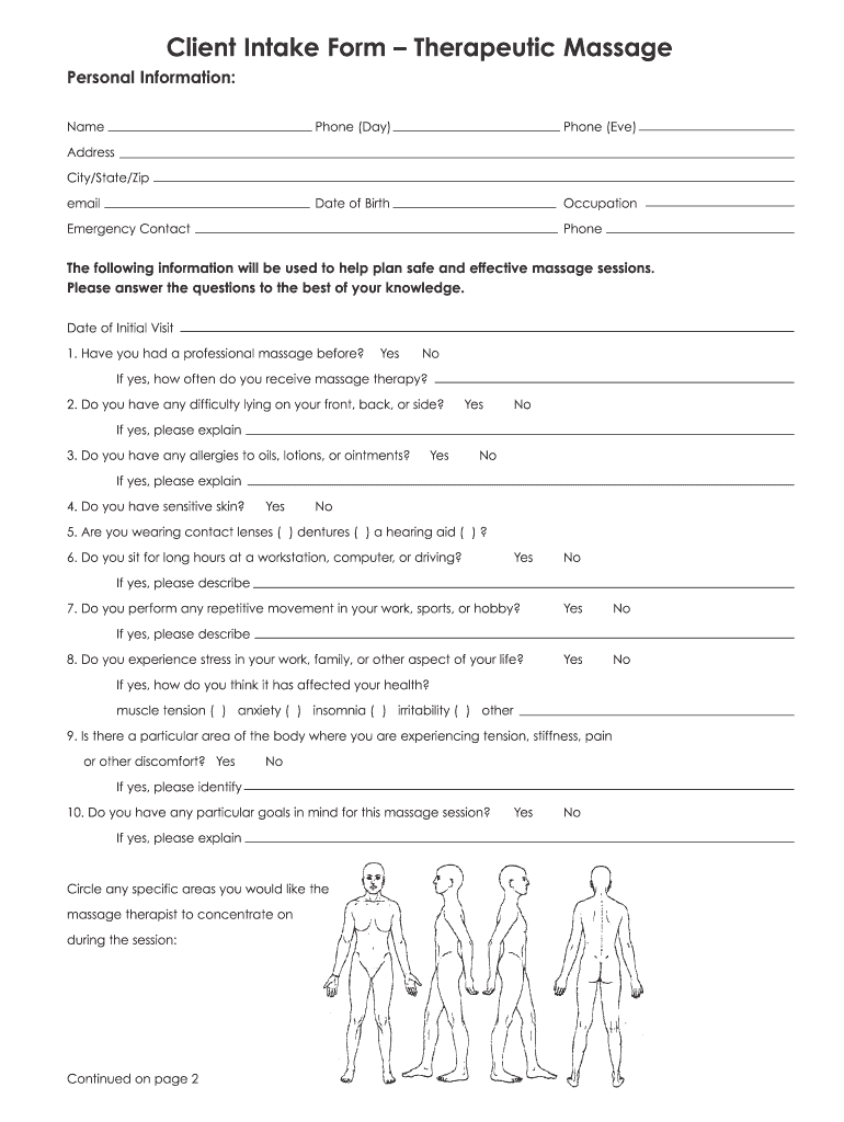 Intake Therapeutic Make Fill Online Printable Fillable Blank PdfFiller