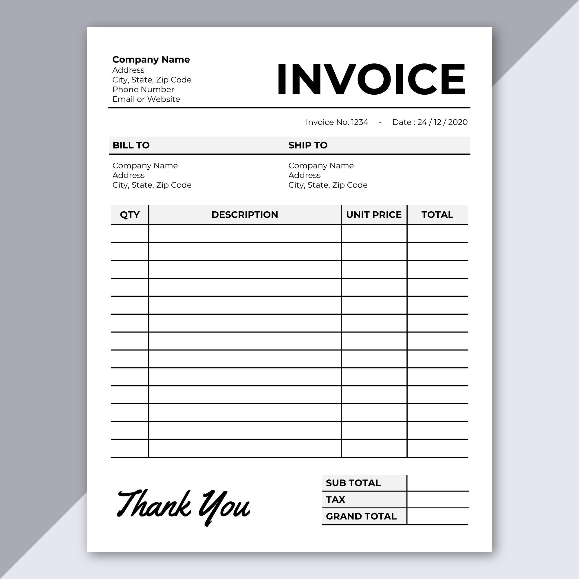 Free Printable Invoice Forms