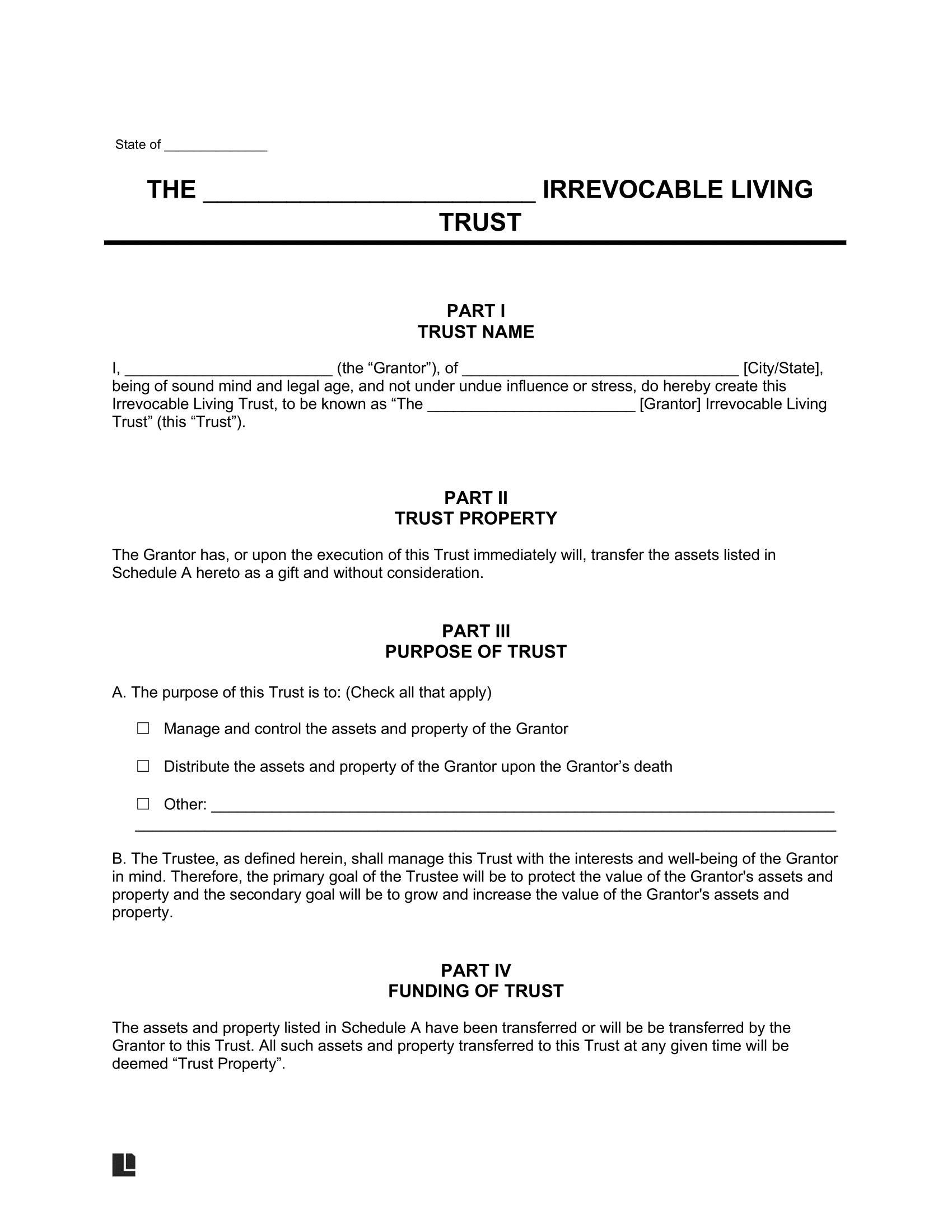 Free Printable Trust Forms