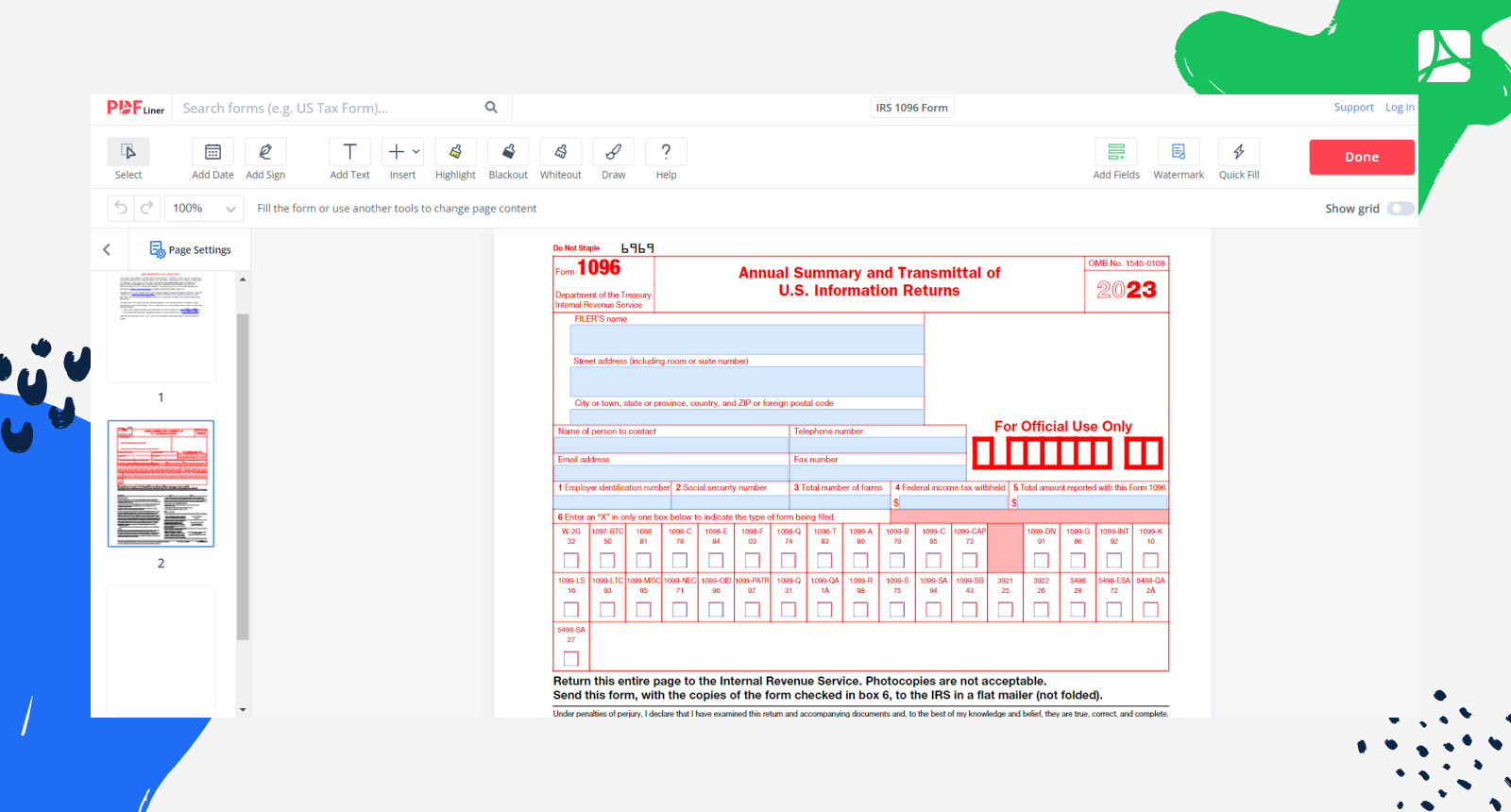 Printable Form 1096
