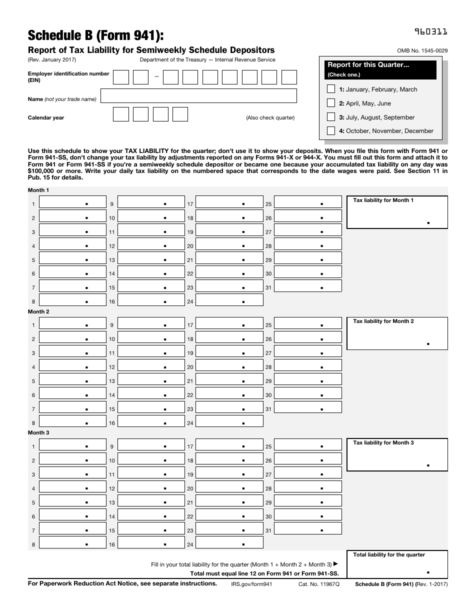 IRS Form 941 Schedule B Fill Out Sign Online And Download Fillable PDF Templateroller