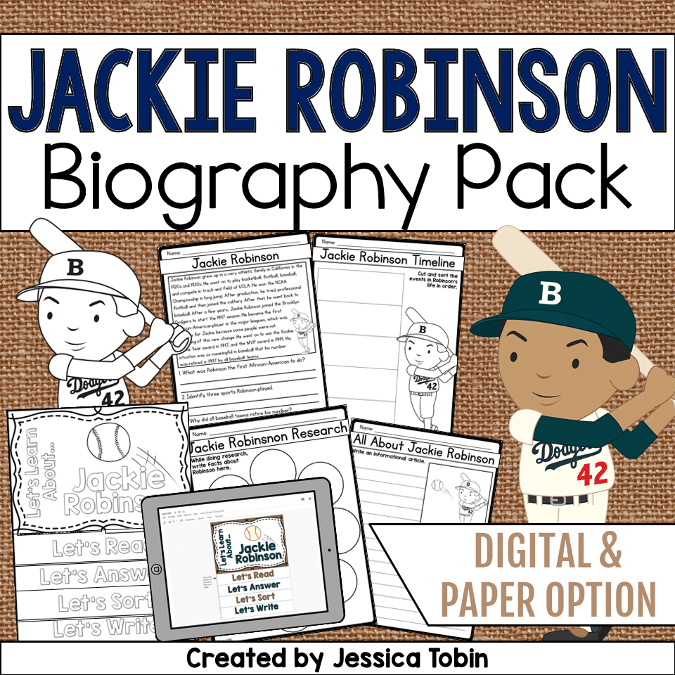 Jackie Robinson Biography Pack Elementary Nest Worksheets Library
