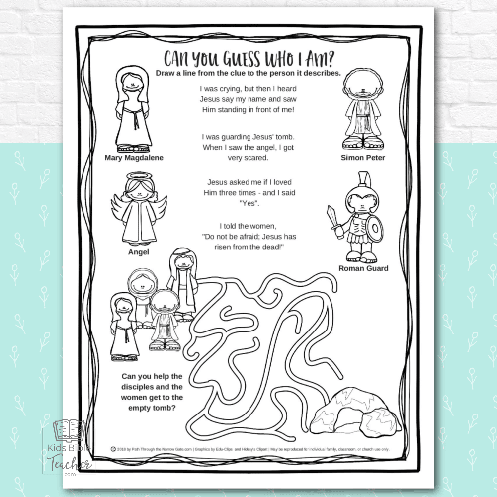 jesus resurrection easter activity pages kids bible teacher