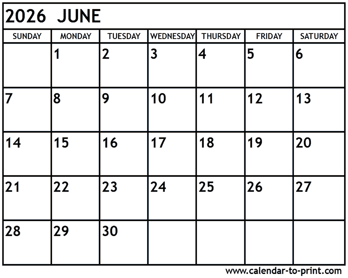 june 2026 calendar printable