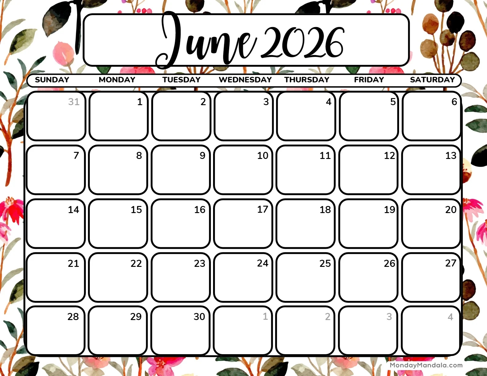 june 2026 calendars 52 free pdf printables