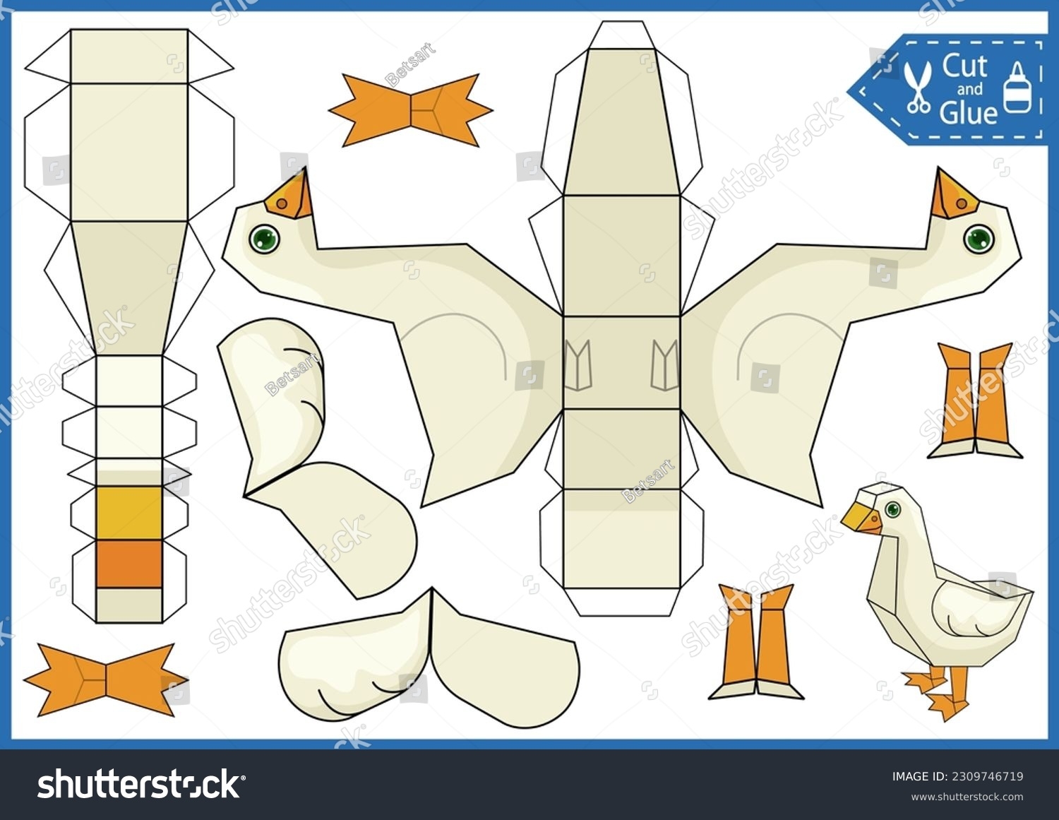 Kids Paper Craft Activity Page Template Stock Vector Royalty Free 2309746719 Shutterstock