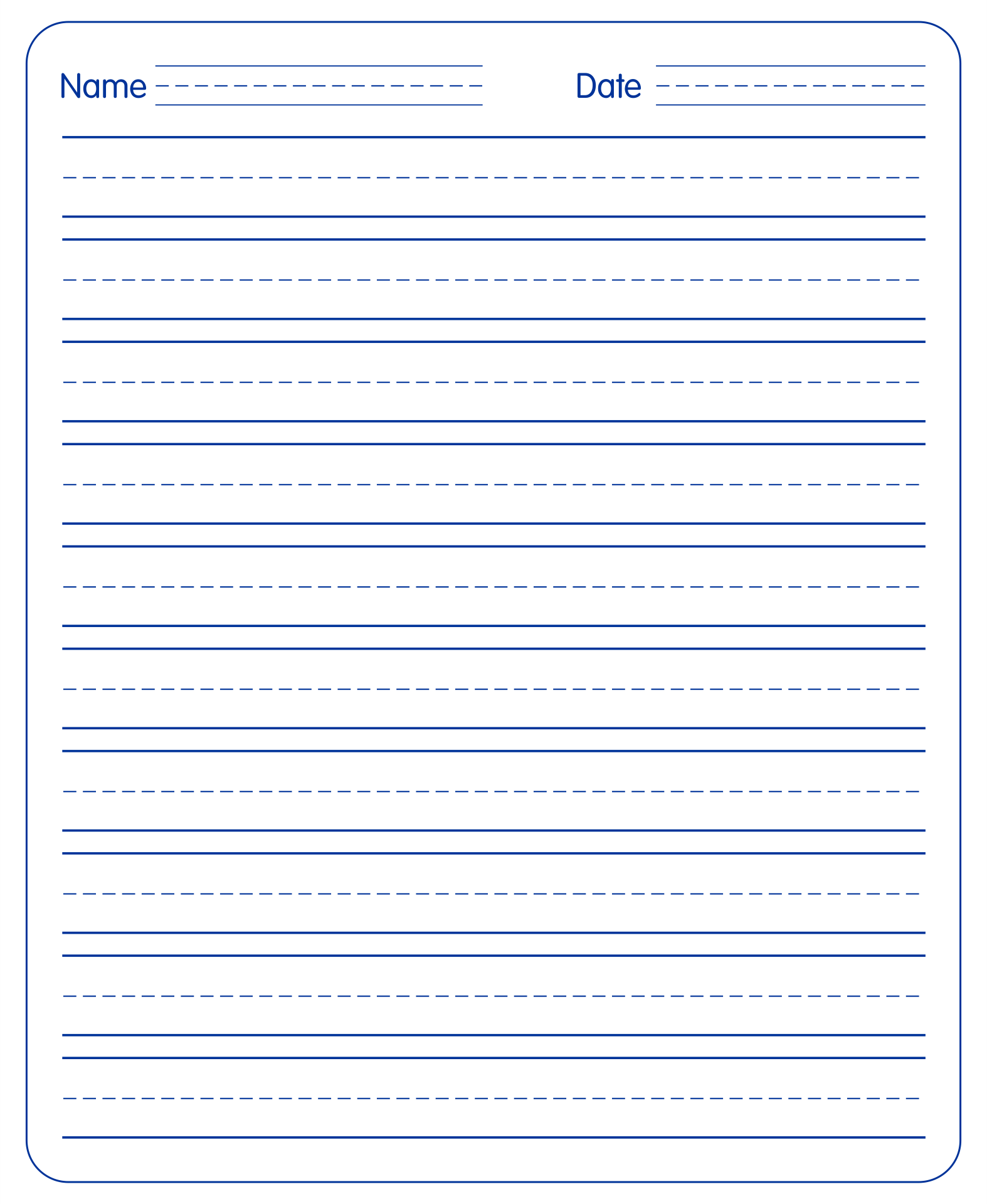 Printable Kindergarten Writing Paper Pdf