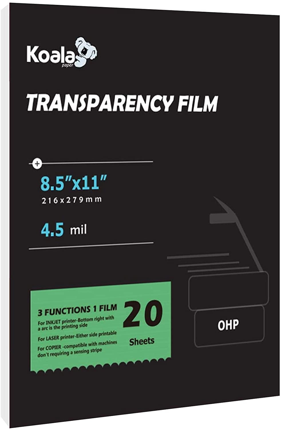 KOALA Printable Transparency Film For Printers 8 5x11 Inch 20 Sheets For Various Uses Walmart