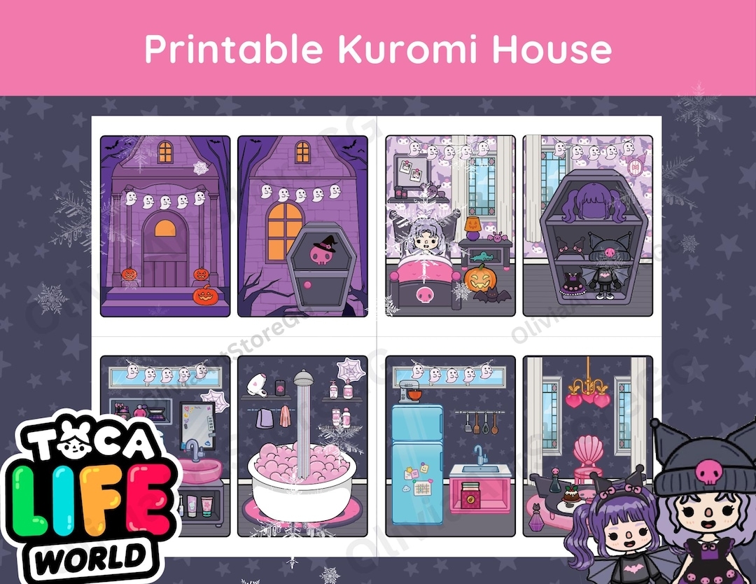 Kuromi Printable Toca Boca Paper Doll House Halloween Quiet Book DIY Project Decorated Rooms Paper craft For Kid Activity Etsy