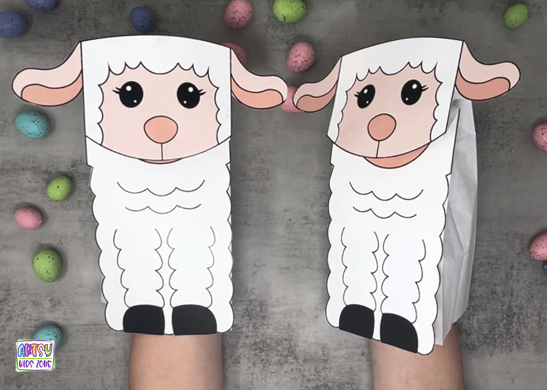 Lamb Paper Bag Puppet Easter Crafts For Kids