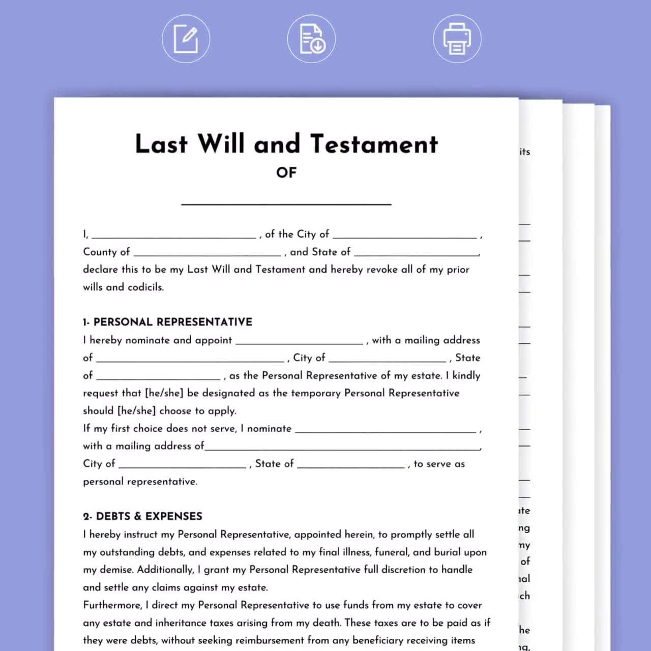 Printable Will And Testament Form