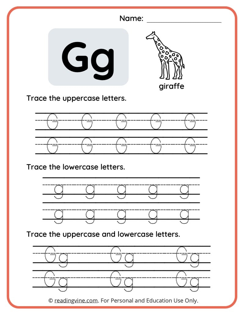 Letter G Printable Worksheets