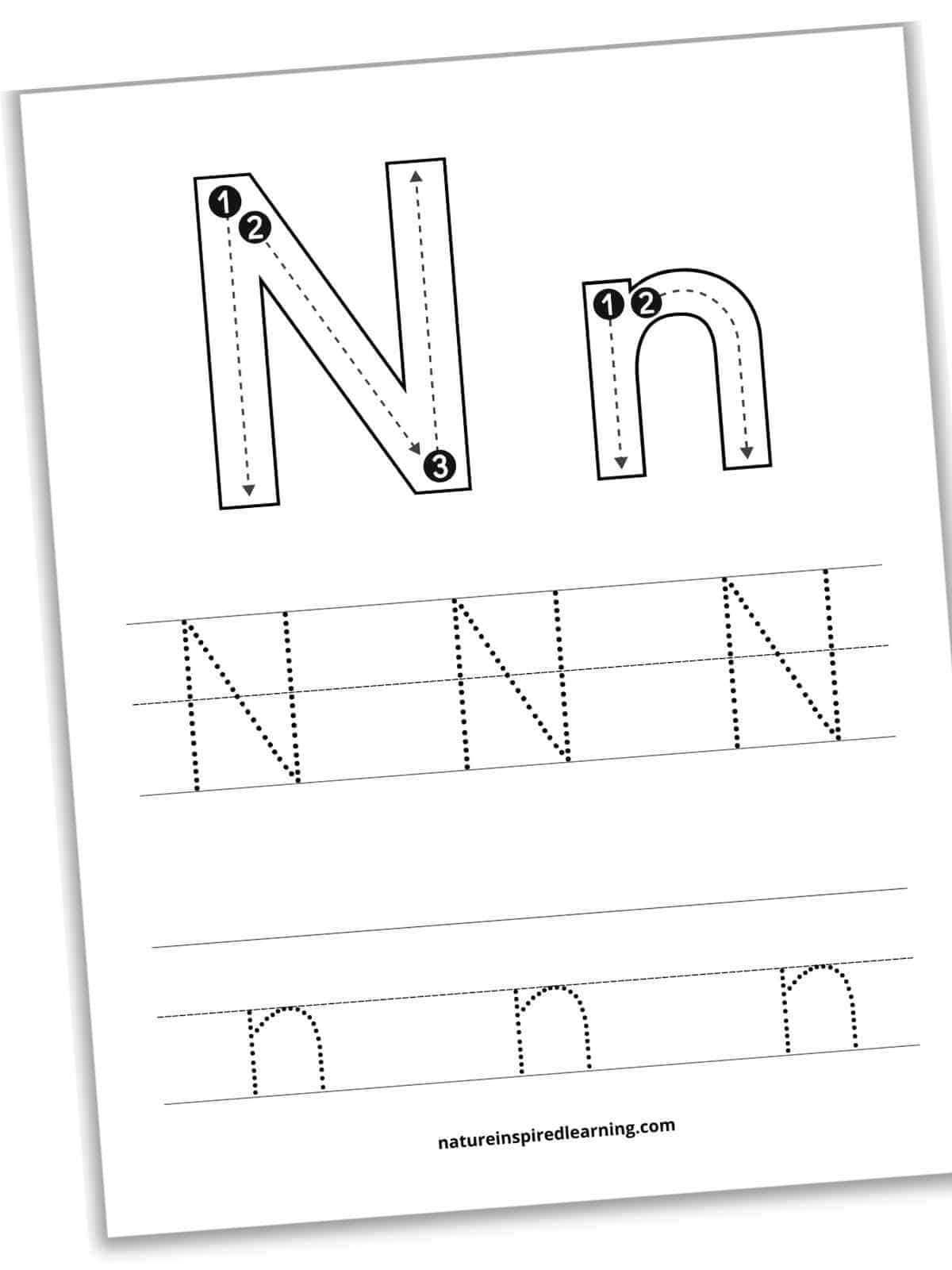 Free Printable Letter N Tracing Worksheets