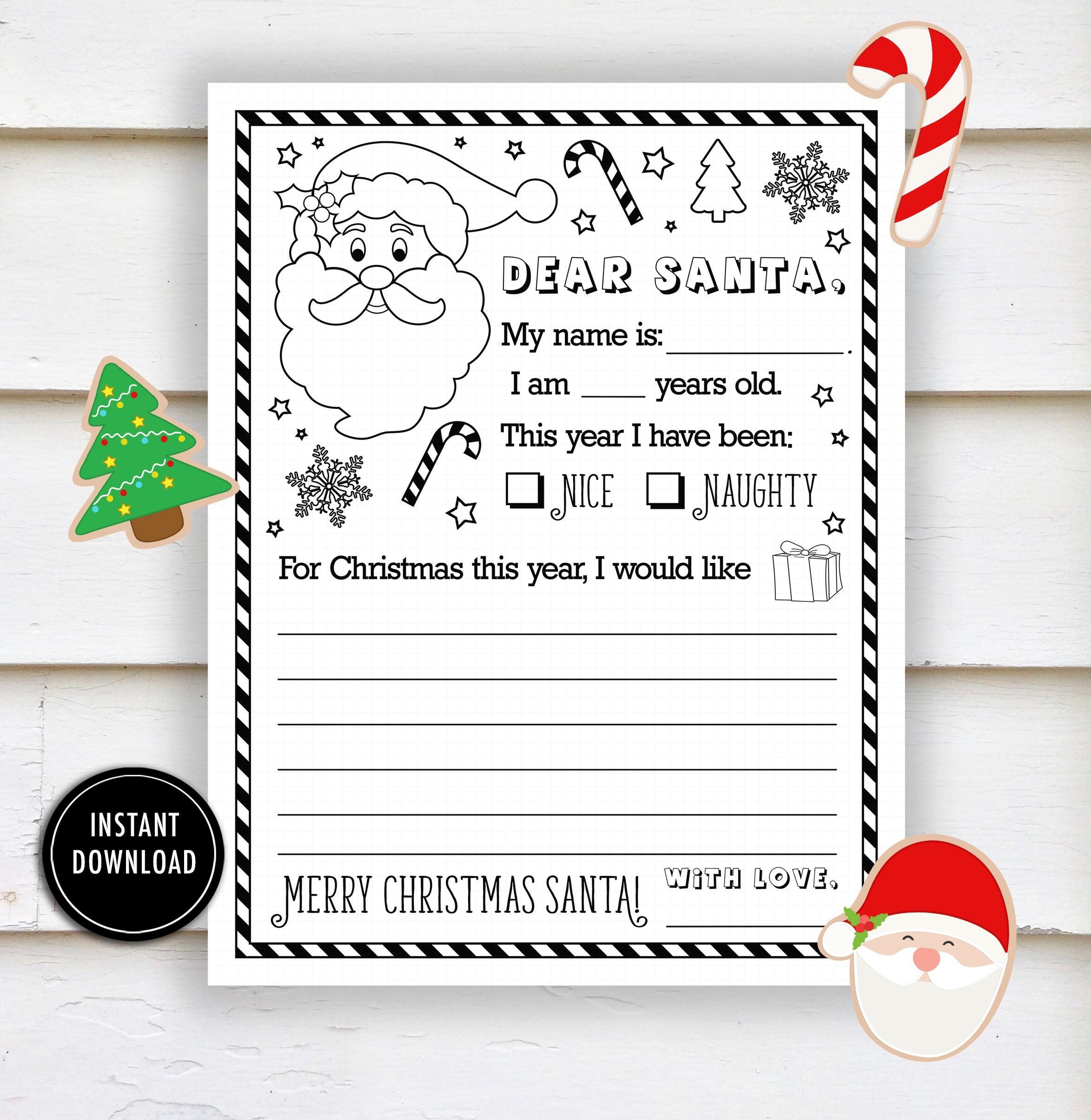 Letter To Santa Printable dear Santa Christmas Letter To Santa Naughty Nice Coloring Kids Activities Printable Download Etsy