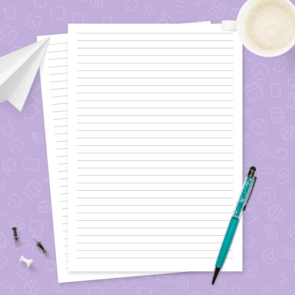 Lined Paper Template Narrow Ruled 1 4 Inch Template Printable PDF