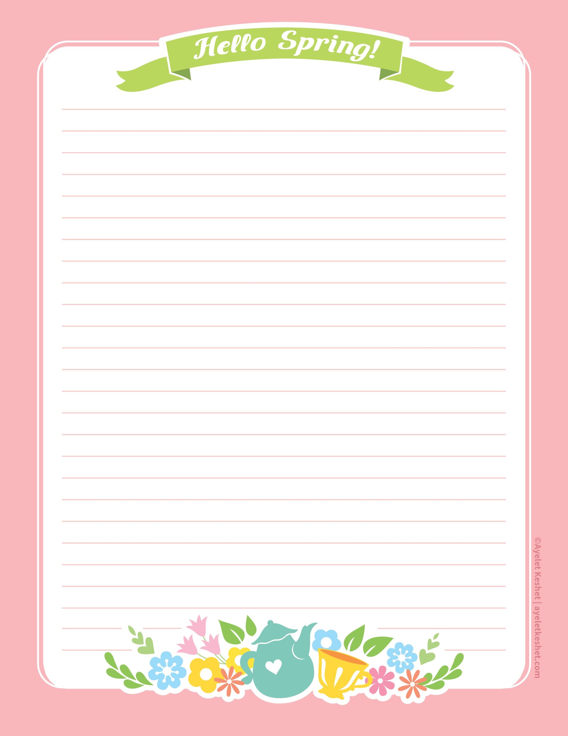 Lovely Free Printable Stationery Paper For Spring Ayelet Keshet