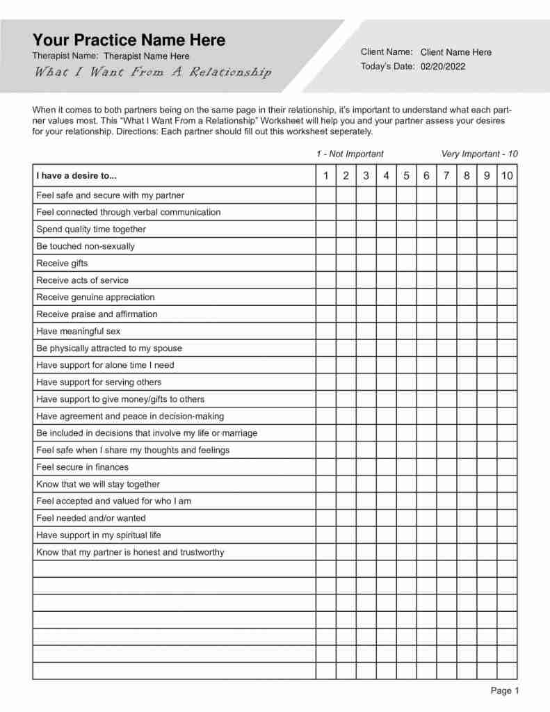 Marriage Counseling Worksheets Bundle Editable Fillable Printable PDFs TherapyPatron
