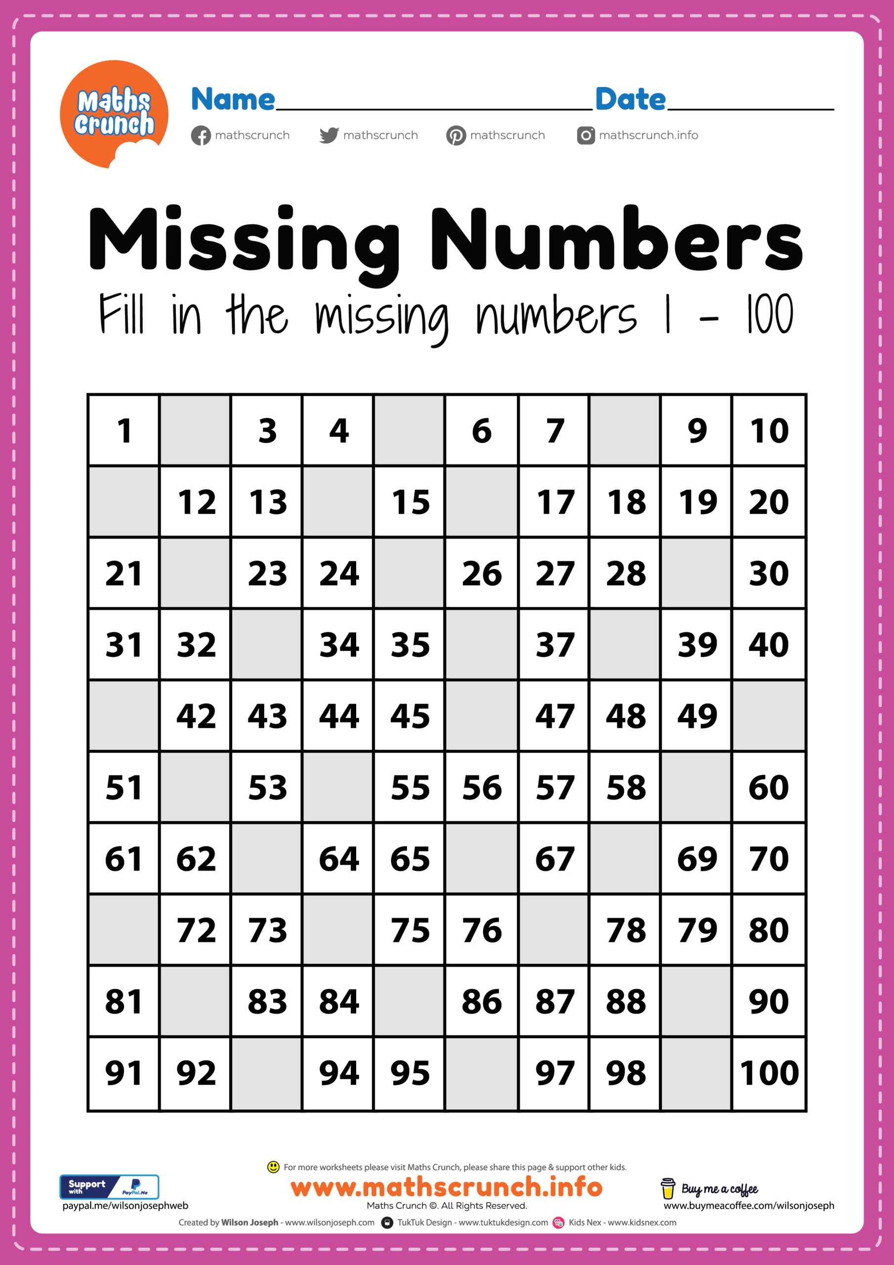 Mathematics Printable Worksheets