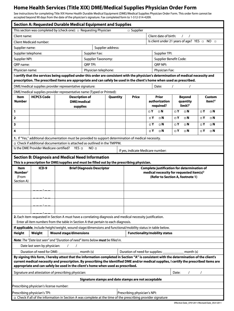 Free Printable Physician Order Forms