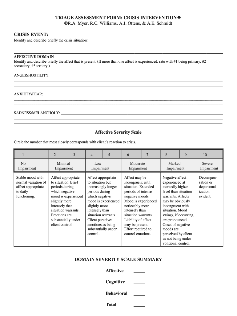 Printable Triage Form Template