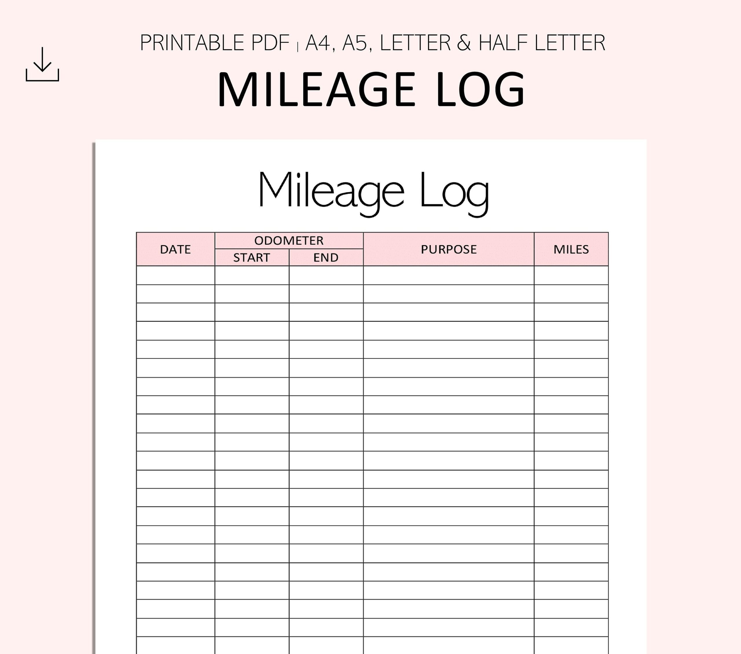 Mileage Form Printable