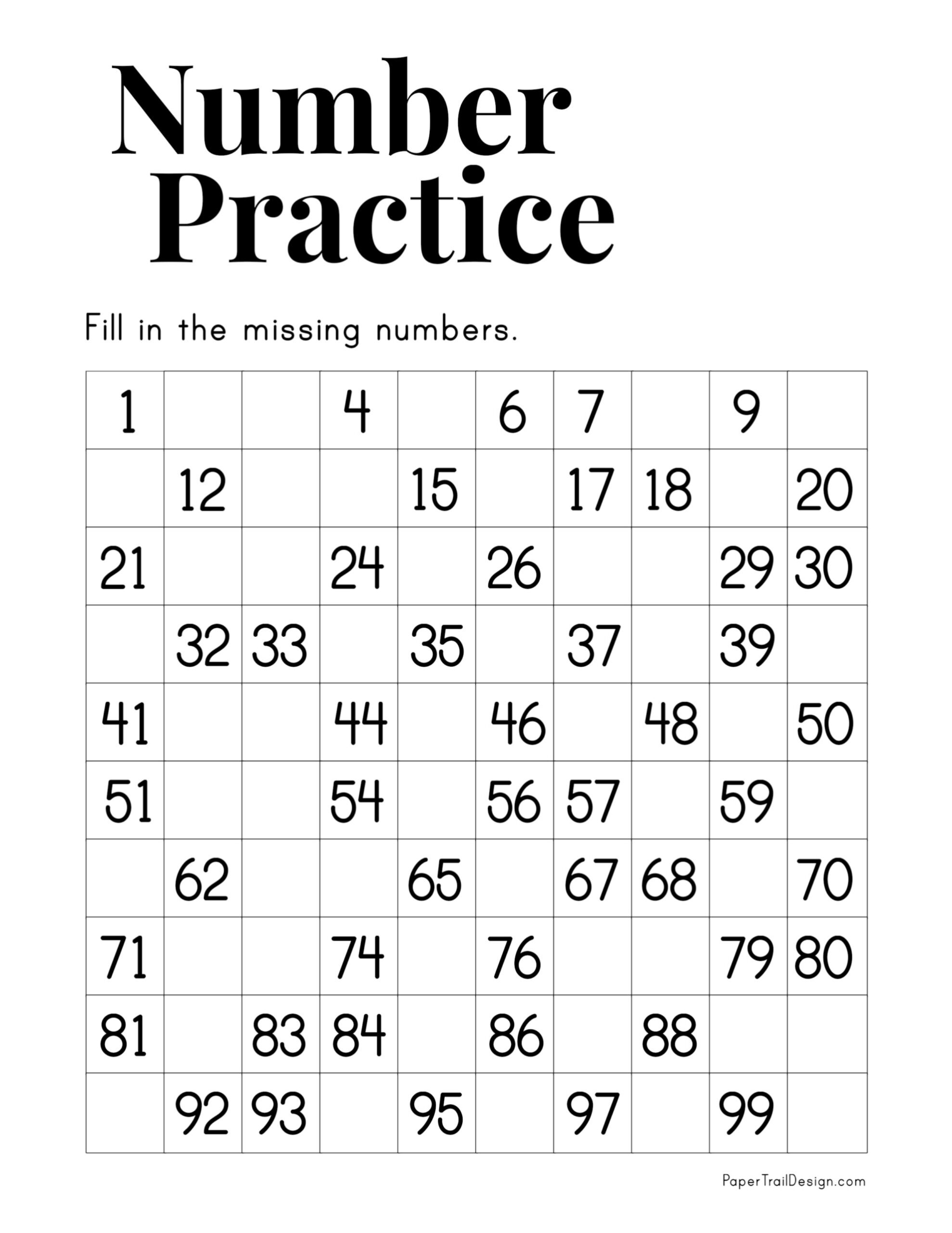 missing numbers worksheet 1 100 paper trail design