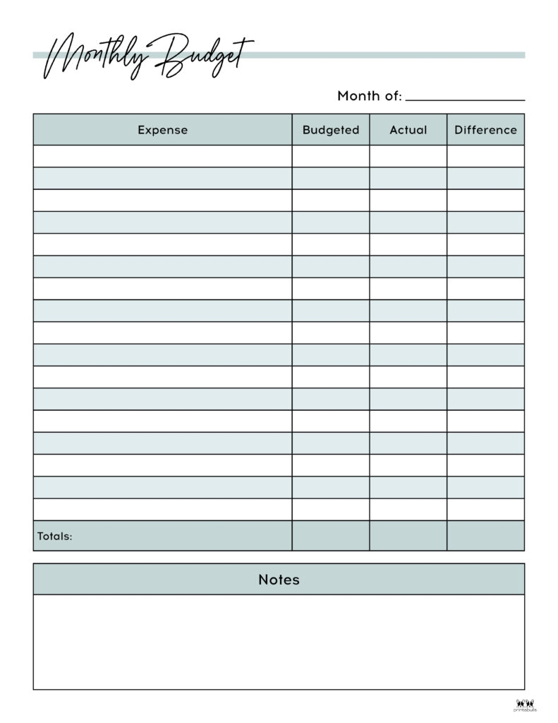 Printable Budget Worksheet Free