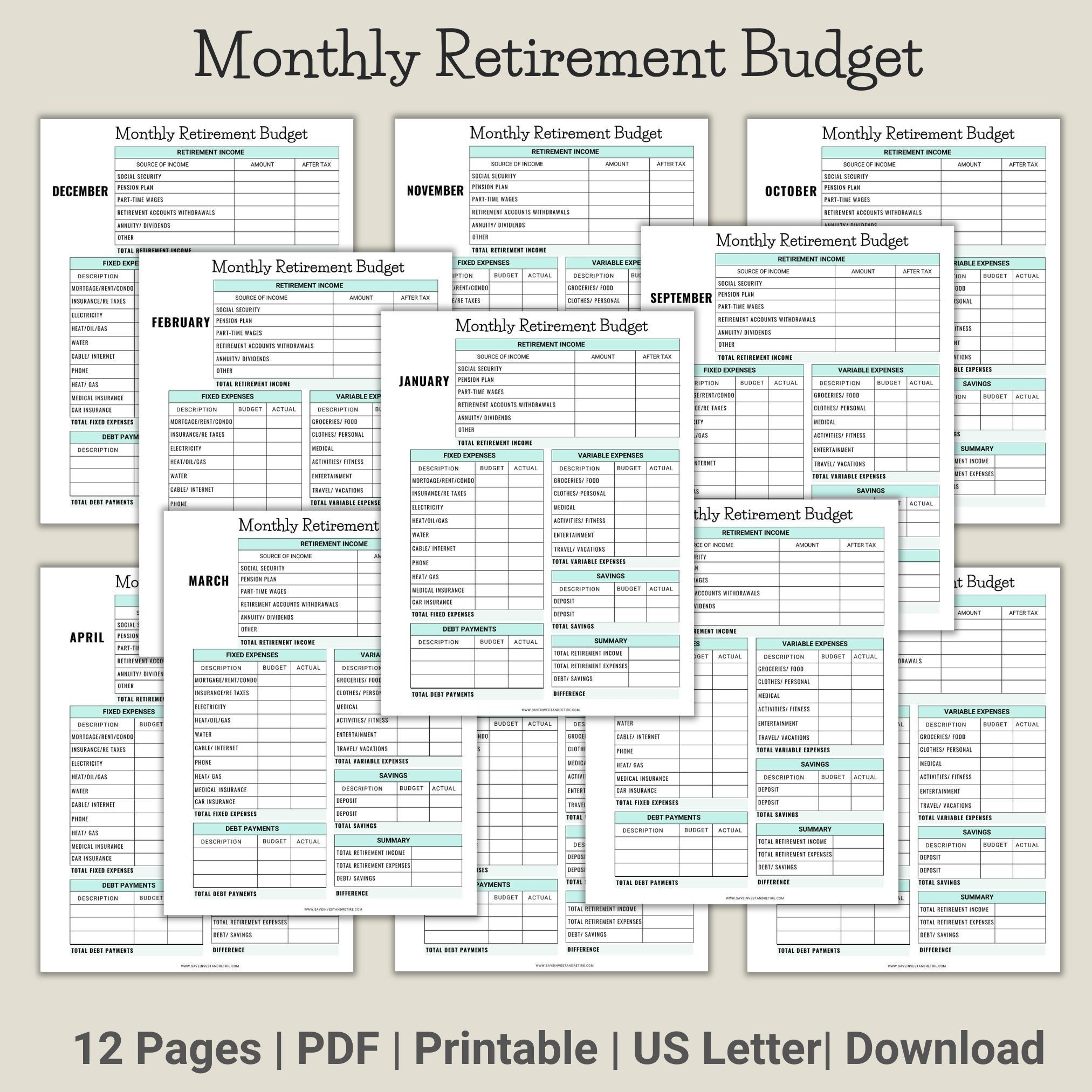 Free Printable Retirement Budget Worksheet