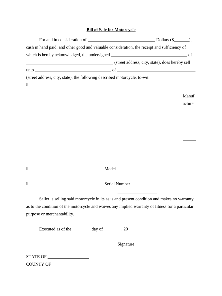 Motorcycle Release Form Fill Out Sign Online DocHub