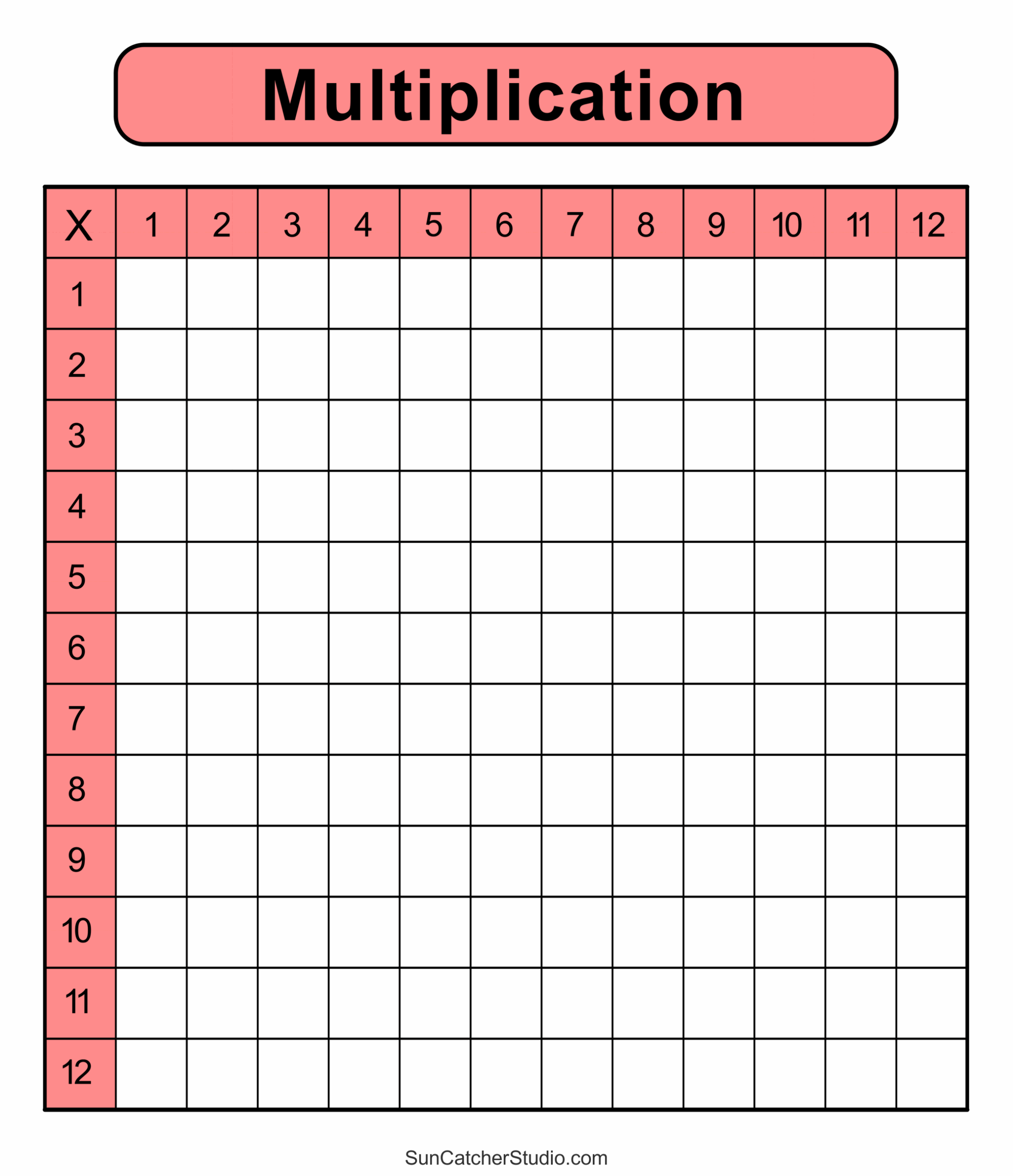 Free Printable Multiplication Table Worksheet