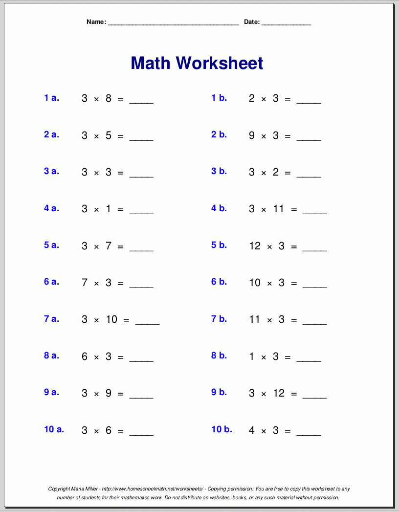 3rd Grade Math Worksheets Printable
