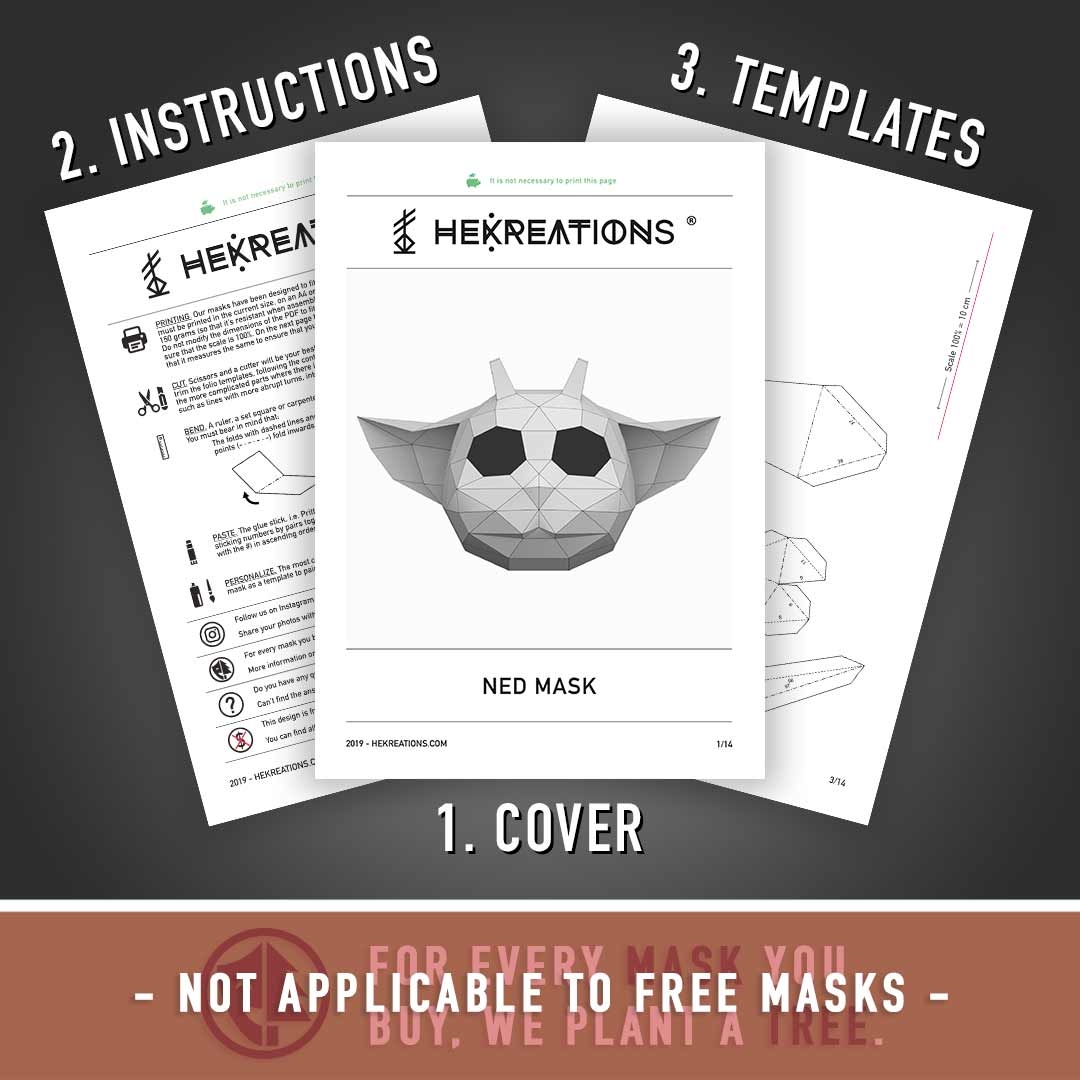 Ned Mask Printable Template Papercraft PDF Pattern