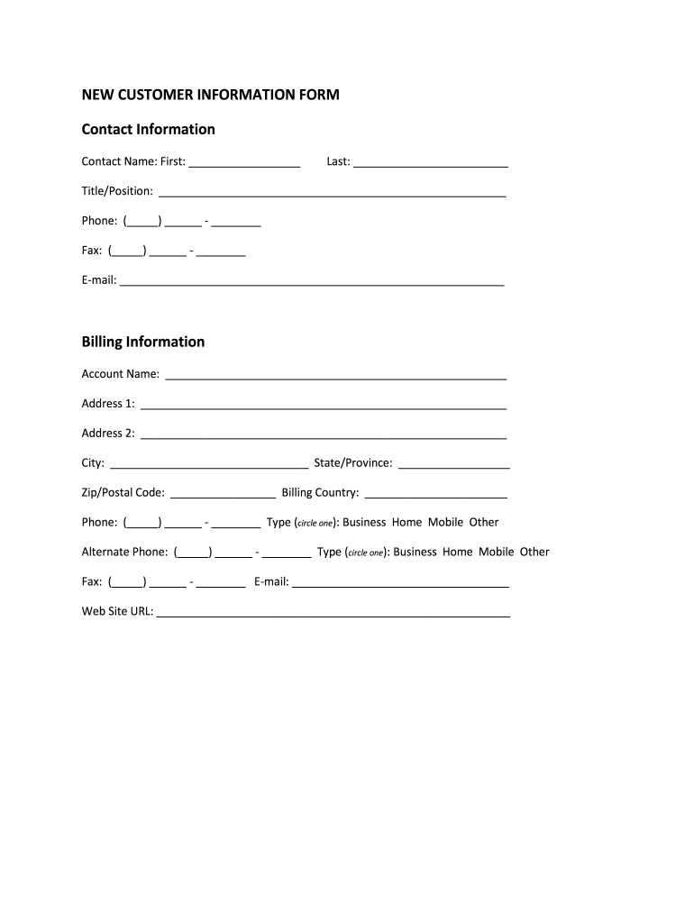 New Customer Form Fill Out Sign Online DocHub