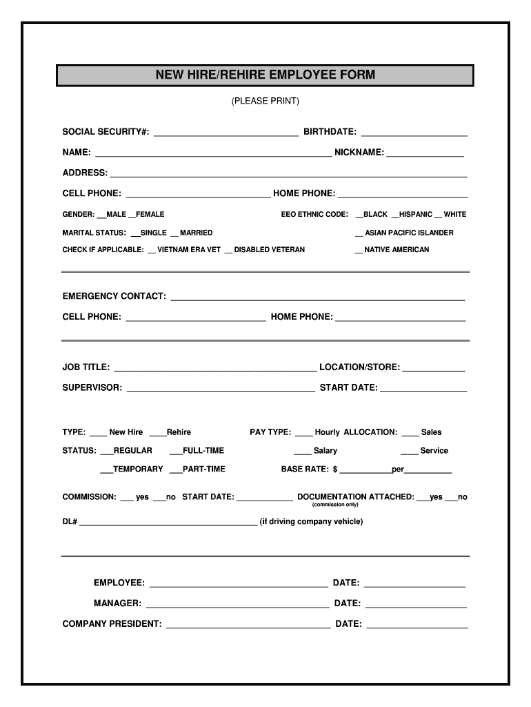 New Employee Forms Fill Online Printable Fillable Blank PdfFiller