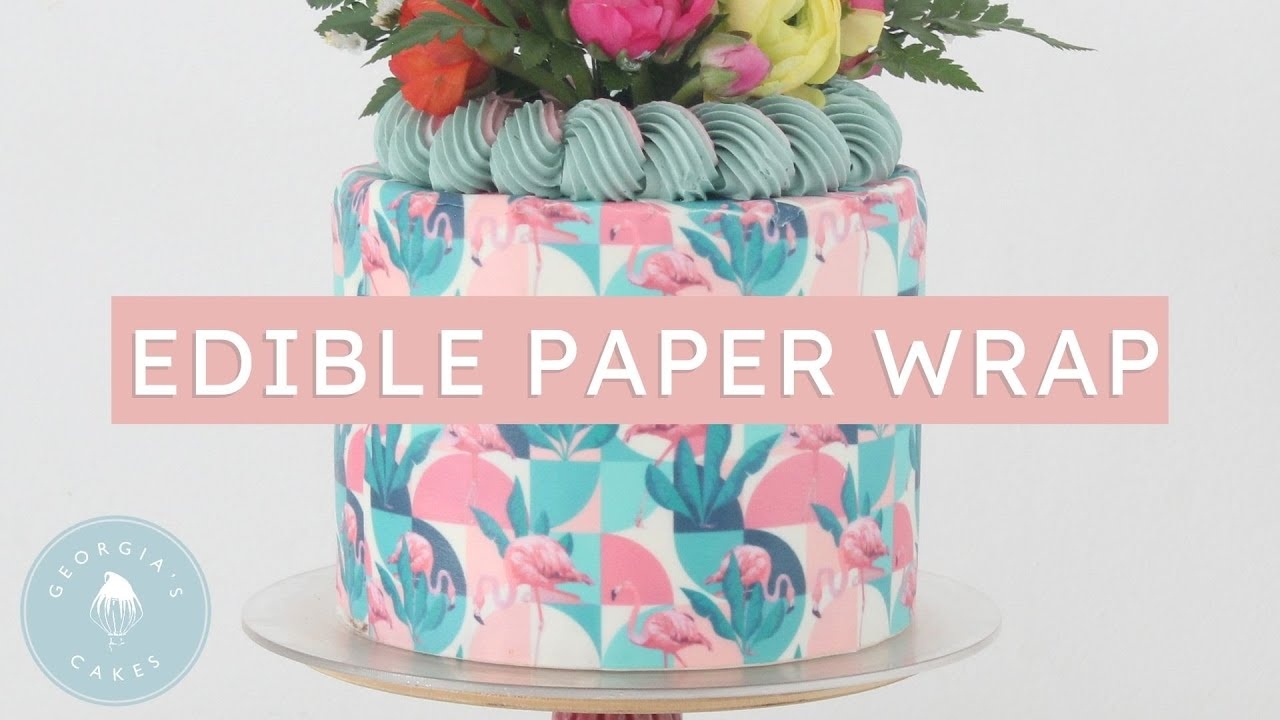 New Technique Edible Paper Cake Wrap With Piped Border Georgia s Cakes YouTube