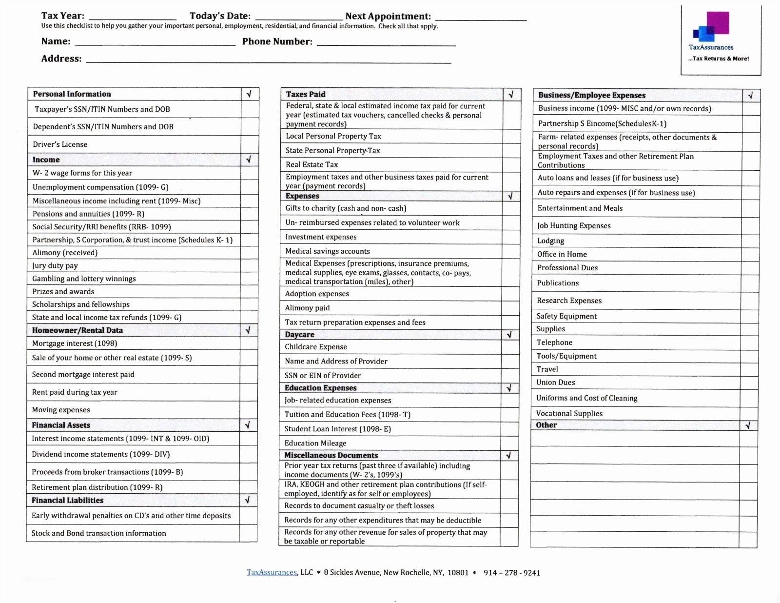 Small Business Expenses Printable Self Employed Tax Deductions Worksheet