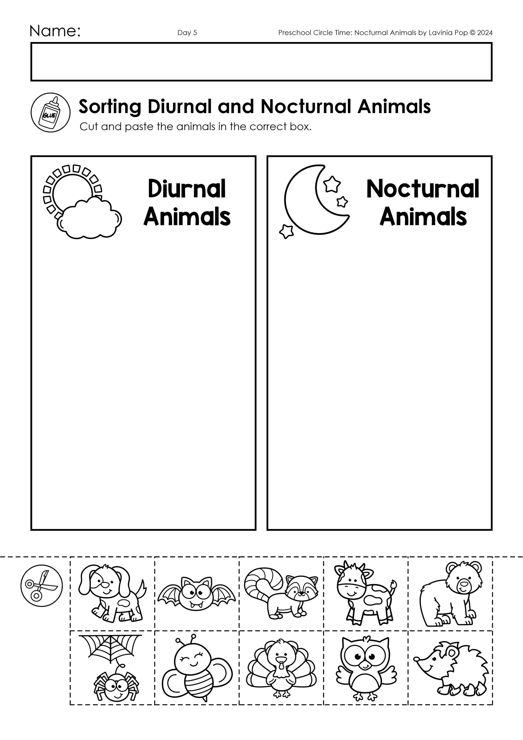 nocturnal animals preschool circle time plan
