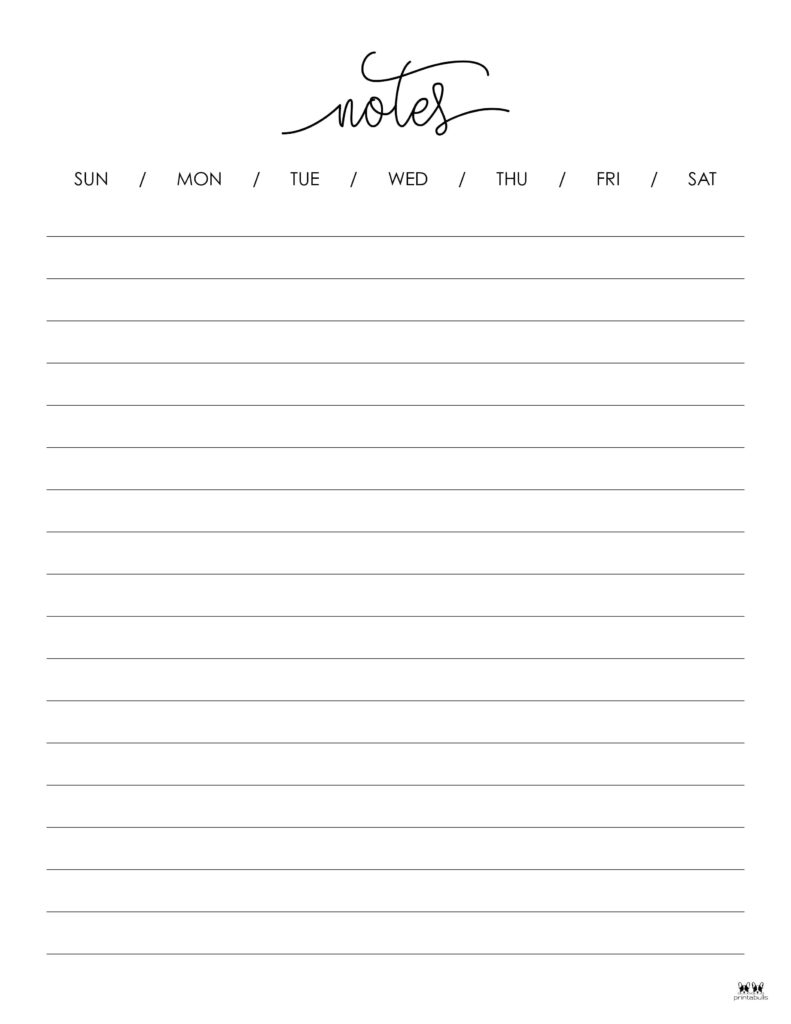Note Pages Templates 30 FREE Printables Printabulls